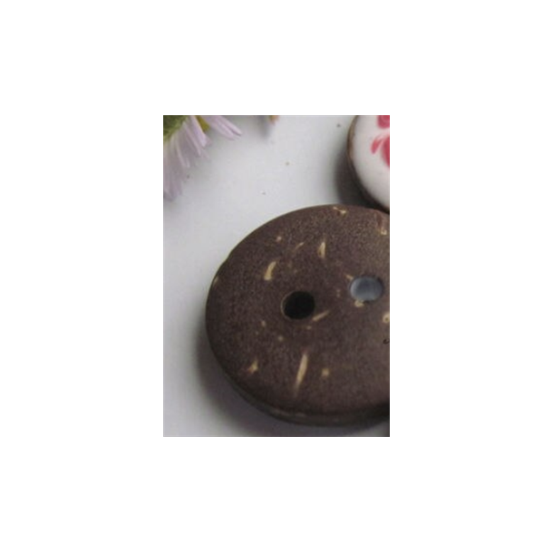 KOKOSKNAPP EMALJERT - Hvit med svart dekor